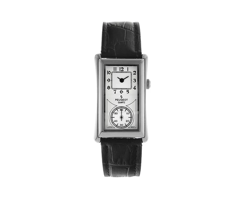 Peugeot Men's 40x24 mm Silver Large Remote Sweep Leather Strap watch