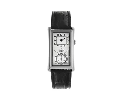 Peugeot Men's 40x24 mm Silver Large Remote Sweep Leather Strap watch