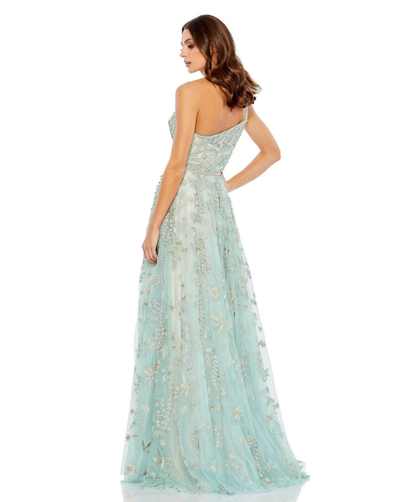 Women's Embellished Bow One Shoulder A Line Gown