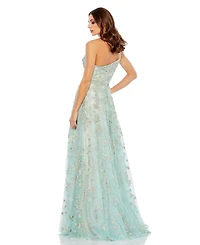 Women's Embellished Bow One Shoulder A Line Gown