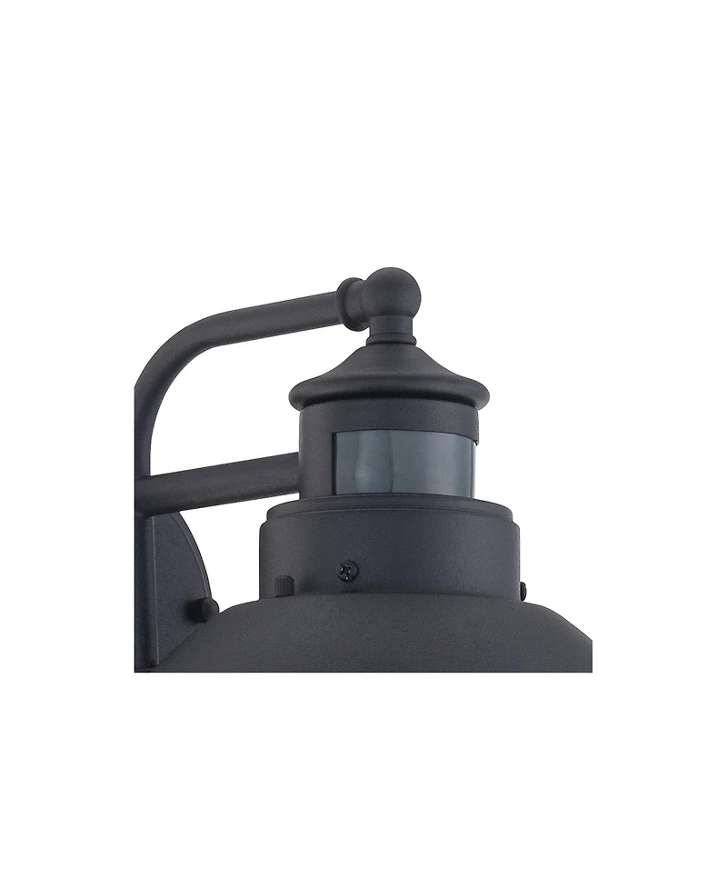 Oberlin Rustic Industrial Farmhouse Outdoor Barn Light Fixture Black Dusk to Dawn Motion Sensor 9" Clear Seedy Glass for Exterior Deck House Porc