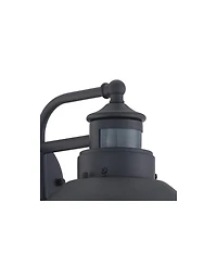 Oberlin Rustic Industrial Farmhouse Outdoor Barn Light Fixture Black Dusk to Dawn Motion Sensor 9" Clear Seedy Glass for Exterior Deck House Porc