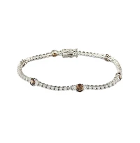 Suzy Levian Sterling Silver Brown and White Cubic Zirconia Tennis Bracelet