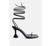 Womens Biten Berry Spool Heel Lace Up Sandals