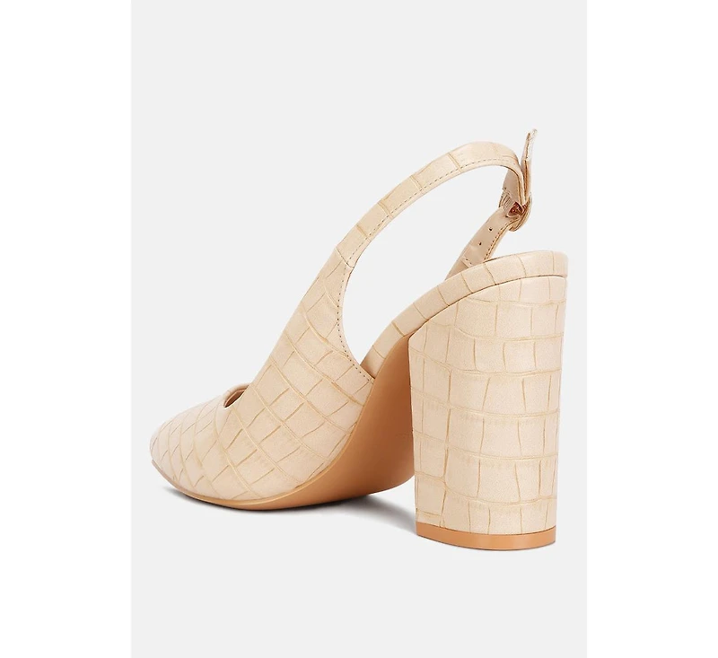 Womens macha croctexture sling back heels
