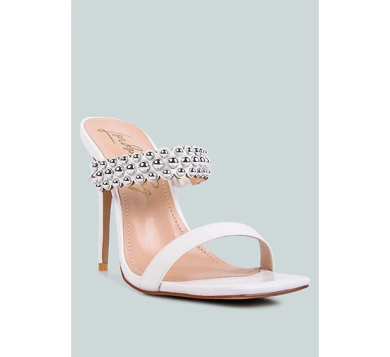 Womens Bandy Stieletto Heel Metal Stud Sandals