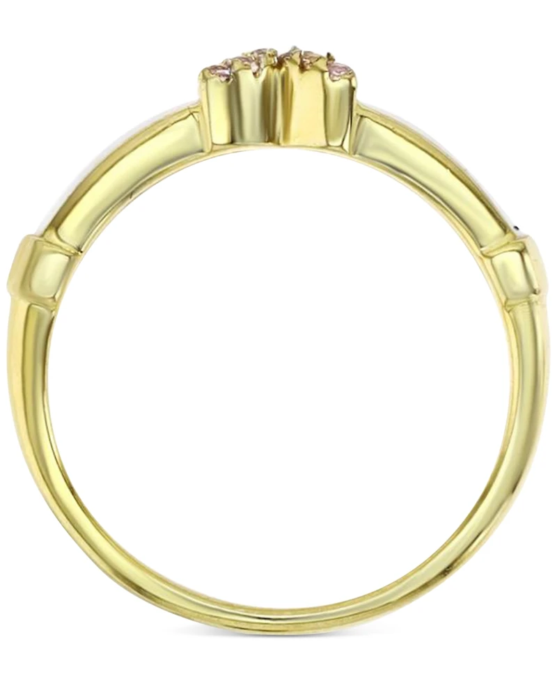 Cubic Zirconia & Enamel X Band 14k Gold-Plated Sterling Silver