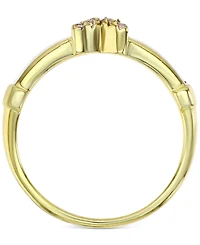 Cubic Zirconia & Enamel X Band 14k Gold-Plated Sterling Silver