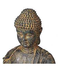Sitting Buddha 21" High Large Zen Asian Indoor Outdoor Decor Faux Stone Floor Fountain with Light Led Waterfall
