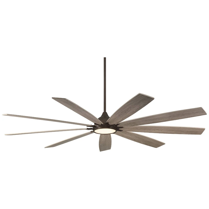 72" Tahoe Breeze Industrial Indoor Outdoor Ceiling Fan with Led Light Remote Control Oil Rubbed Bronze Weathered Gray Oak Wood Damp Rated for Patio Ex