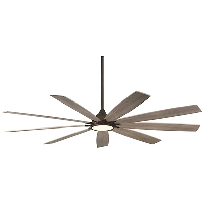 72" Tahoe Breeze Industrial Indoor Outdoor Ceiling Fan with Led Light Remote Control Oil Rubbed Bronze Weathered Gray Oak Wood Damp Rated for Patio Ex