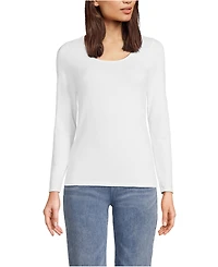 Lands' End Women's Lightweight Jersey Skimming Long Sleeve Scoop Neck T-shirt