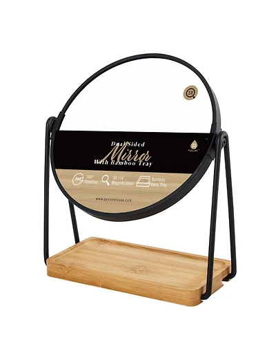 Pursonic Dual Sided Mirror With Bamboo Tray