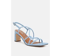 Womens Andrea Knotted Straps Block Heeled Sandals