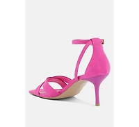 Womens Oraiku Faux Suede Cross Strap Heels