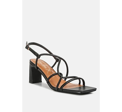 Womens Andrea Knotted Straps Block Heeled Sandals