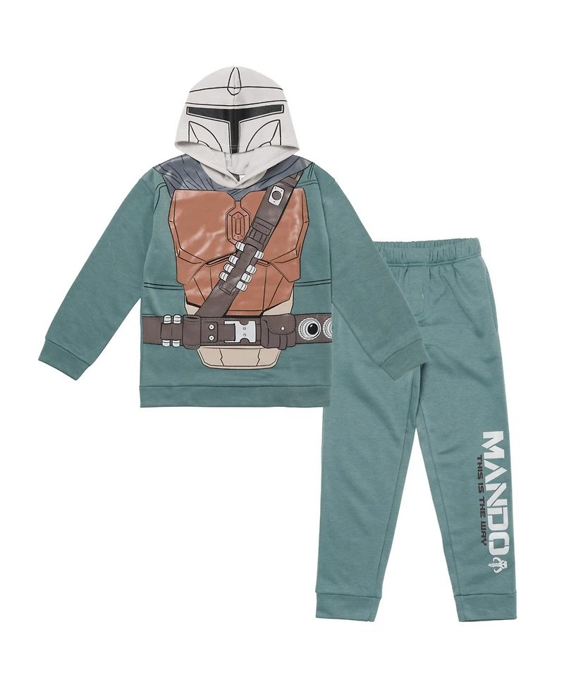 Star Wars Little Boys Darth Vader Boba Fett The Mandalorian Fleece Pullover Hoodie and Pants Outfit Set