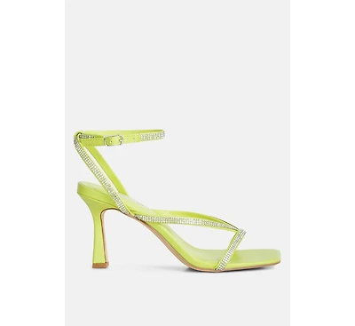 Womens Crush It Diamante Mid Heel Sandal