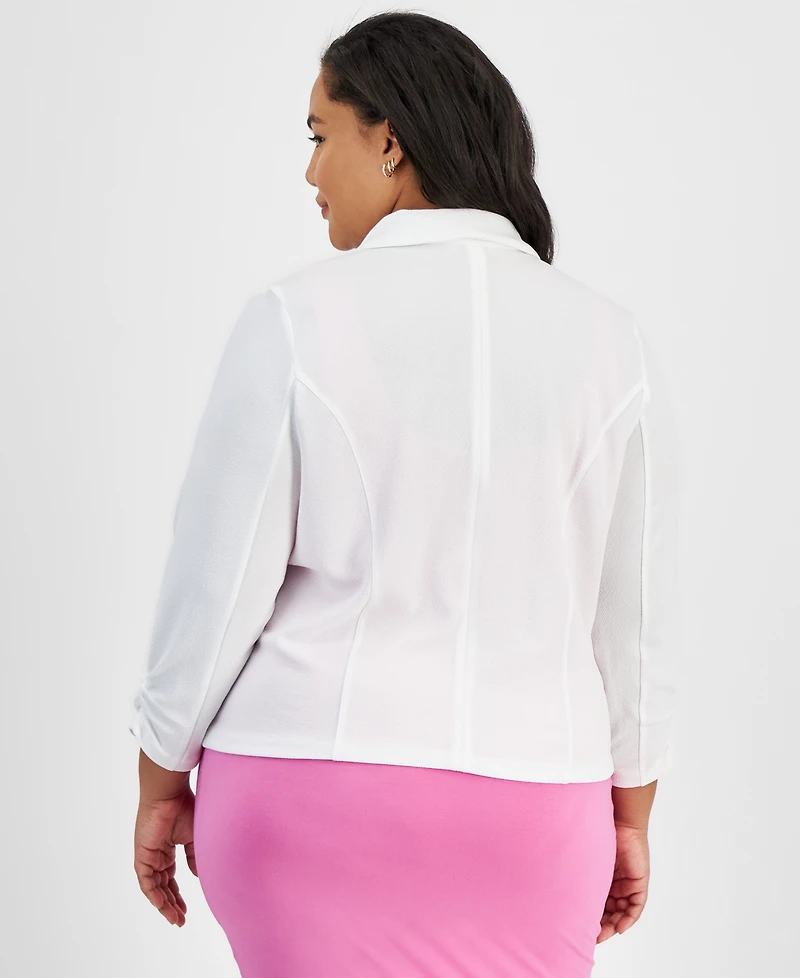 Bar Iii Trendy Plus Knit Drape-Front Blazer