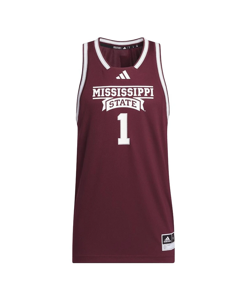 Men's adidas #1 Maroon Mississippi State Bulldogs Swingman Jersey