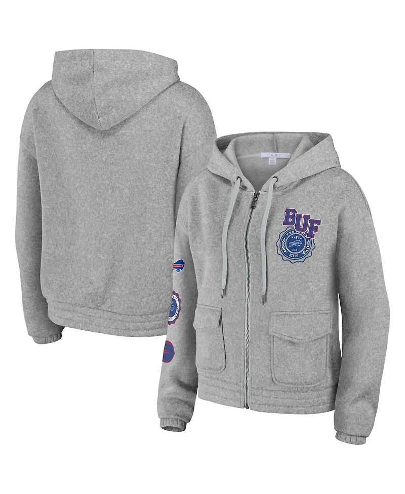 Women's Wear by Erin Andrews Heather Gray Buffalo Bills Full-Zip Hoodie