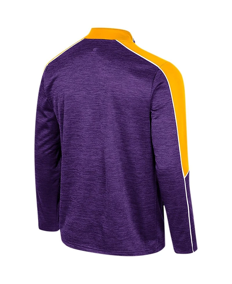 Men's Colosseum Purple Lsu Tigers Marled Half-Zip Jacket
