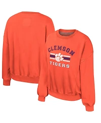 Women's Colosseum Orange Clemson Tigers Audrey Washed Pullover Sweatshirt