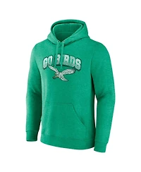 Men's Fanatics Kelly Green Distressed Philadelphia Eagles Gridiron Classics Go Birds Vintage-Like Arch Pullover Hoodie