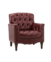 Hulala Home Sucher Modern Retro Wooden tufted Accent chair with Nailhead Trim