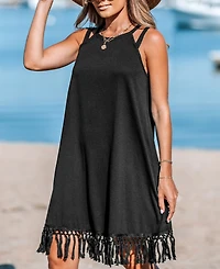Cupshe Women's Boho Breeze Tassel Cover Up Dress