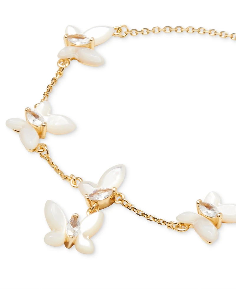 Kate Spade New York Gold-Tone Cubic Zirconia & Mother-of-Pearl Butterfly Link Bracelet