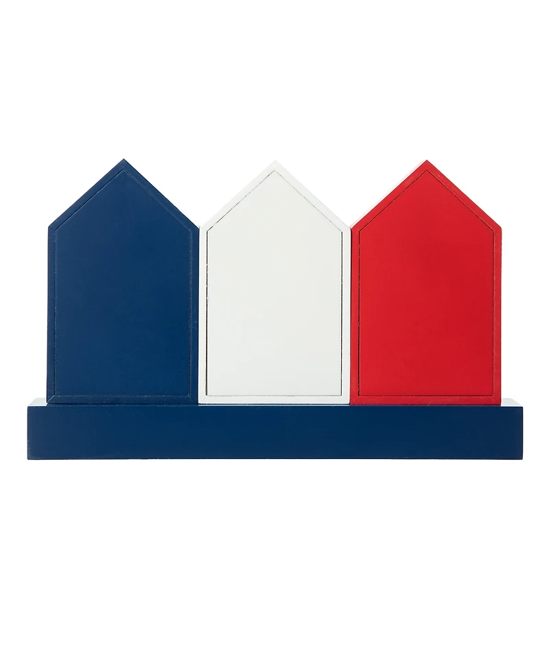 Glitzhome 13" L Patriotic, Americana Wooden House-Shaped Table Decor
