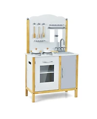 Kids Play Kitchen Set Toddler Pretend Cooking Set with Cabinet and Accessories