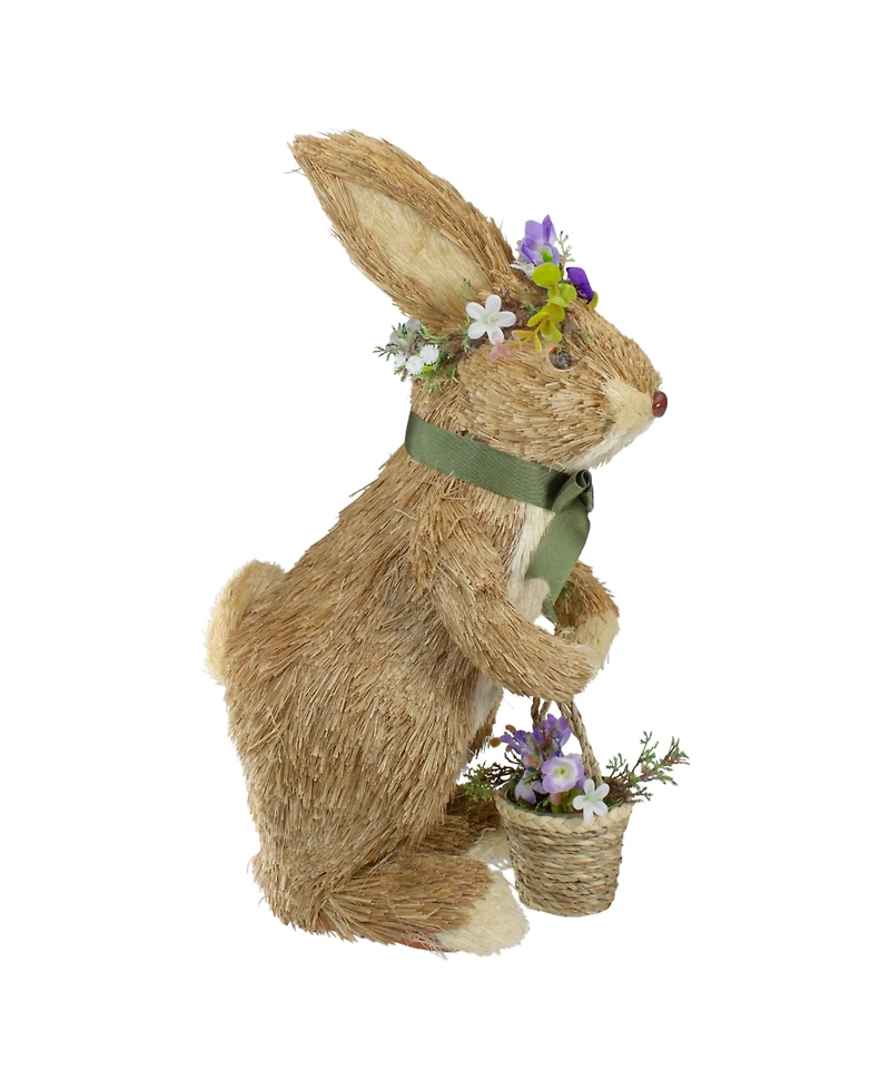 Northlight 15" Sisal Rabbit with Basket Easter Figure