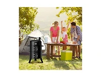 3-in-1 Portable Round Charcoal Smoker Bbq Grill Built-in Thermometer