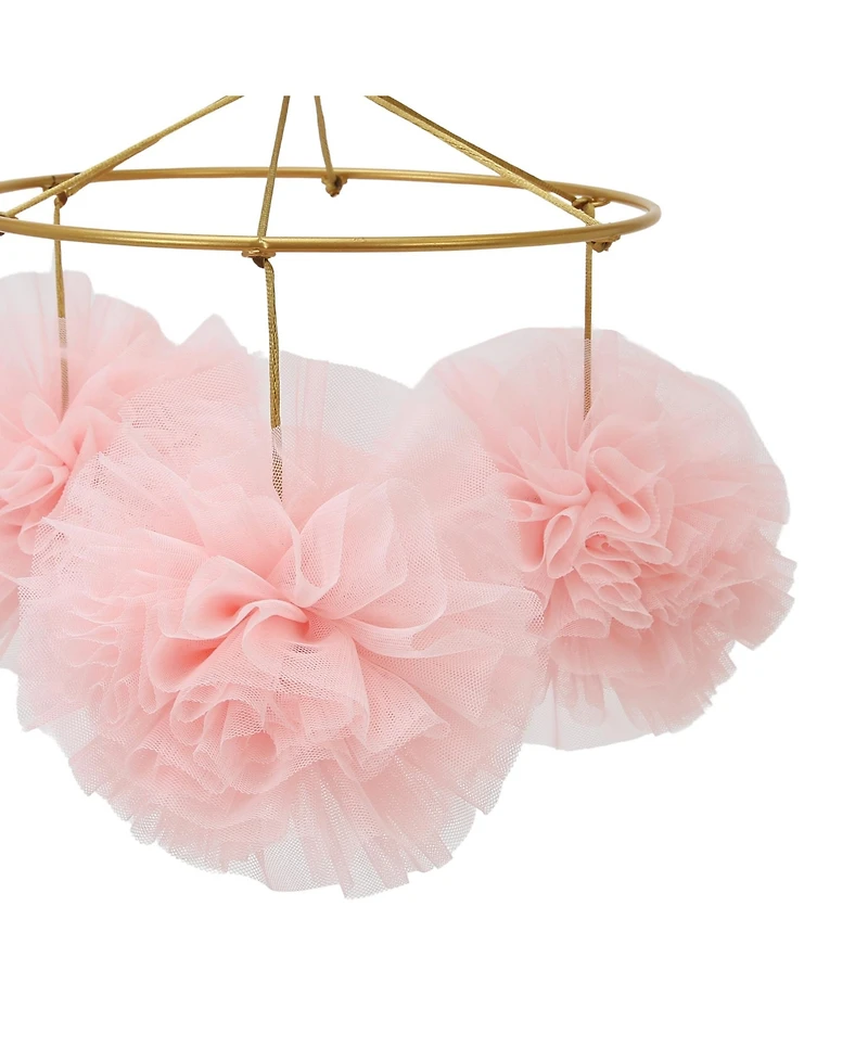 Lambs & Ivy Secret Garden Pink Pom Pom Musical Baby Crib Mobile Soother Toy