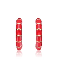 Gigi Girl Kids 14k Yellow Gold Plated Enamel Seashell Half C-Hoop Earrings