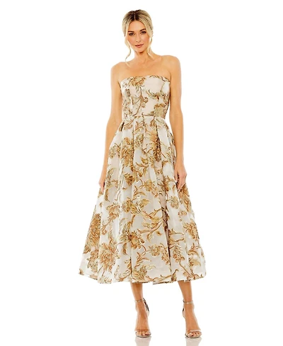 Mac Duggal Women's Strapless Brocade Midi Dress With Pockets
