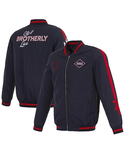 Men's Jh Design Navy Philadelphia 76ers 2023/24 City Edition Nylon Full-Zip Bomber Jacket