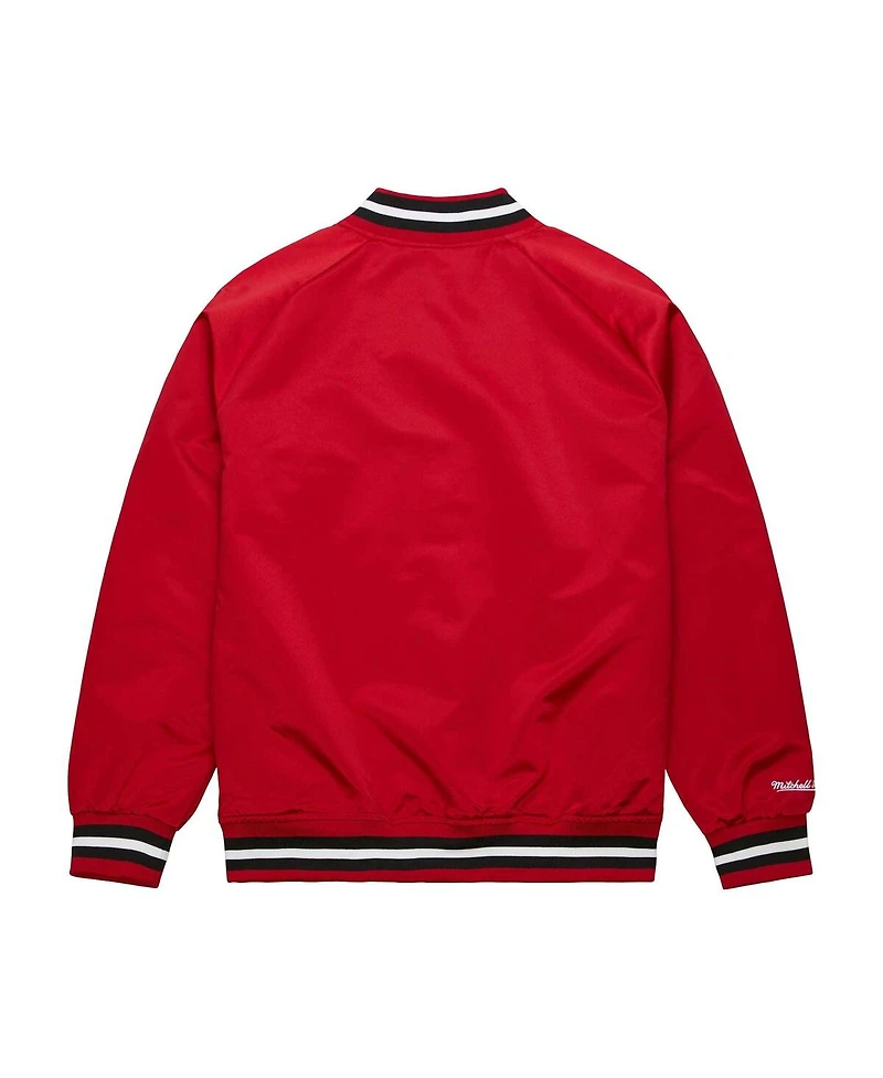 Men's Mitchell & Ness Red Chicago Bulls Hardwood Classics Throwback Wordmark Raglan Full-Snap Jacket