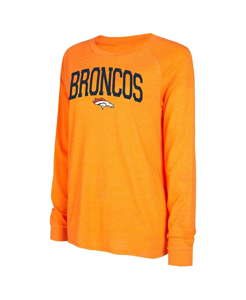 Women's Concepts Sport Navy, Orange Denver Broncos Raglan Long Sleeve T-shirt and Shorts Lounge Set