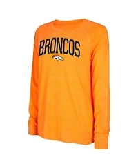 Women's Concepts Sport Navy, Orange Denver Broncos Raglan Long Sleeve T-shirt and Shorts Lounge Set