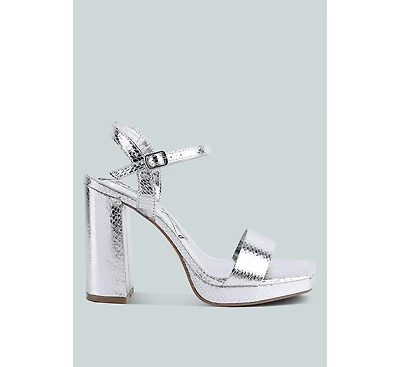 Merengue Textured High Block Heel Sandals