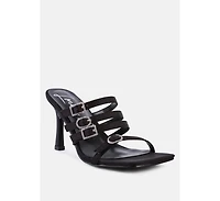 Womens Times Up Diamante Buckle Mid Heel Sandals