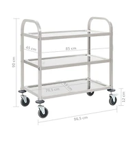 3-Tier Kitchen Trolley 38"x21.7"x35.4" Stainless Steel