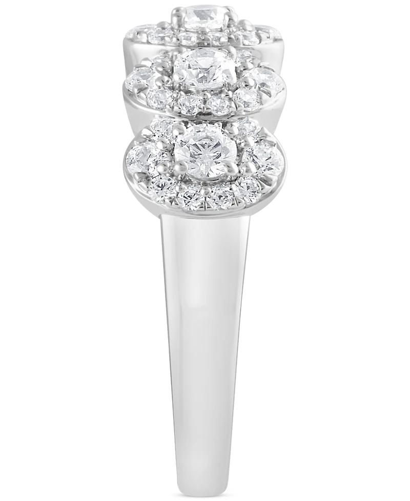 Diamond Halo Cluster Ring (1 ct. t.w.) in 14k White Gold