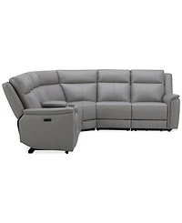 Addyson 117" 6-Pc. Leather Sectional with 2 Zero Gravity Recliners Power Headrests and 1 Console, Created for Macy's
