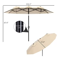 Outsunny 9.7' Double-sided Patio Umbrella Tilt Outdoor Umbrella