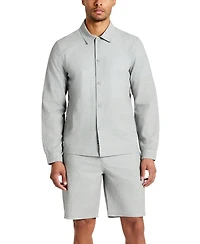 Kenneth Cole Men's 4-Way Stretch Water-Resistant Printed Seersucker Shirt Jacket