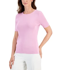 Tahari Asl Women's Short-Sleeve Crewneck T-Shirt Sweater